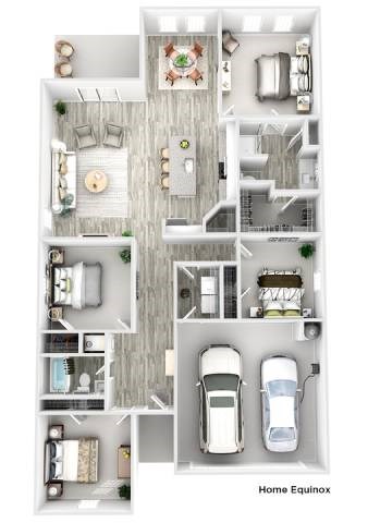 Floor plan for 4 beds, 2.5 baths, 2266 sqft