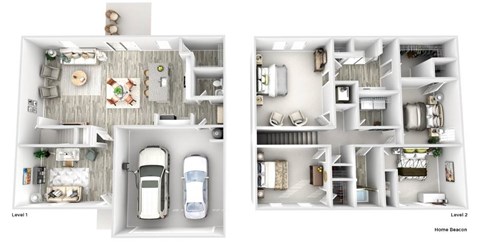 Floor plan for 4 beds, 2.5 baths, 2487 sqft