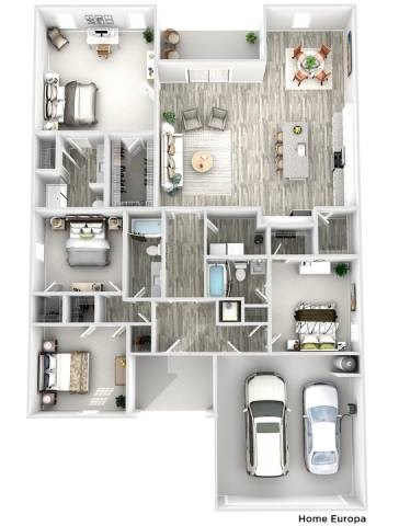 Floor plan for 4 beds, 2.5 baths, 2574 sqft