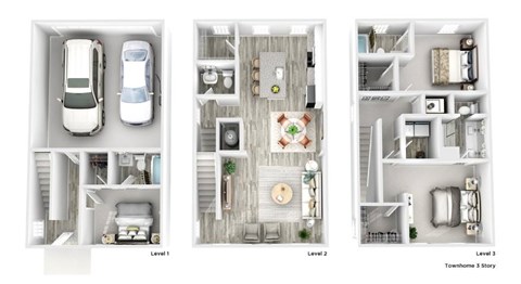 Floor plan for 3 beds, 2.5 baths, 2157 sqft