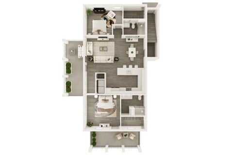 Floor plan for 2 beds, 2 baths, 1340 sqft