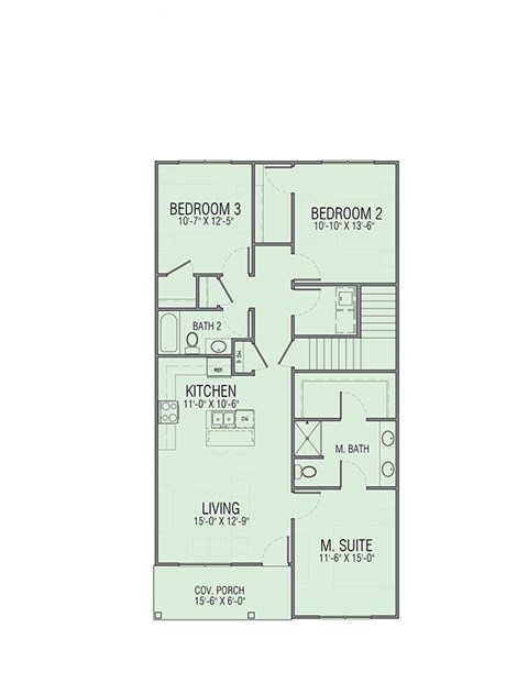 Floor plan for 3 beds, 2 baths, 1346 sqft