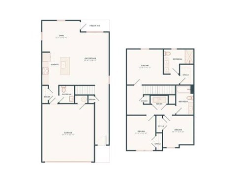 Floor plan for 3 beds, 2.5 baths, 1507 sqft