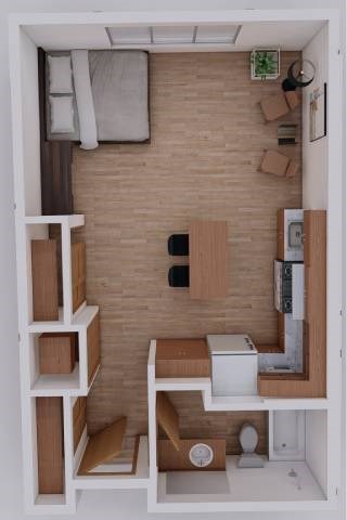 Floor plan for studio, 1 bath, 505 sqft