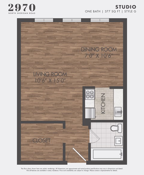 Floor plan for studio, 1 bath, 456 sqft