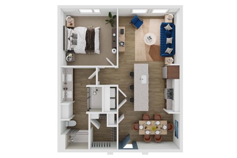 Floor plan for 1 bed, 1 bath, 828 sqft