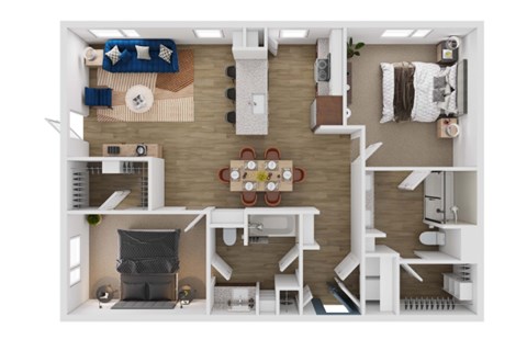 Floor plan for 2 beds, 2 baths, 1204 sqft
