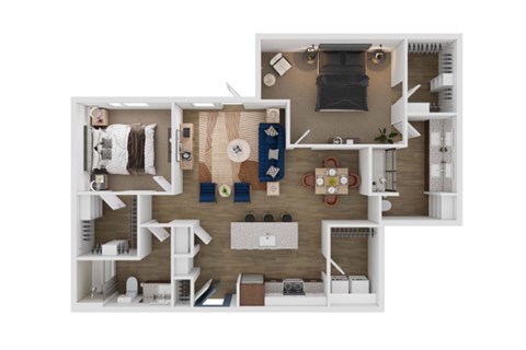 Floor plan for 2 beds, 2 baths, 1284 sqft