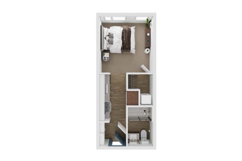Floor plan for studio, 1 bath, 408 sqft