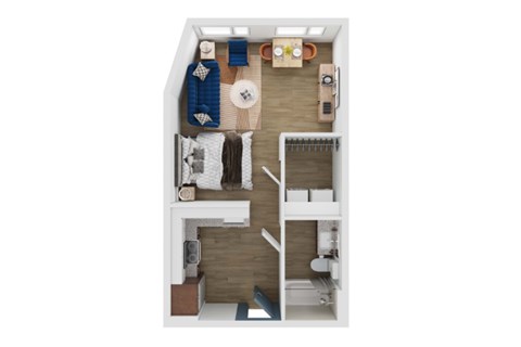 Floor plan for studio, 1 bath, 500 sqft