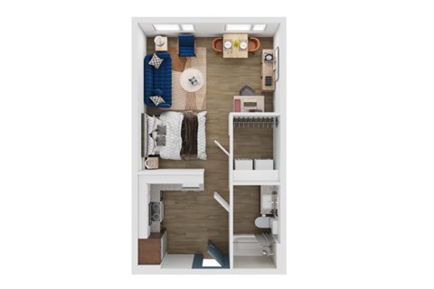 Floor plan for studio, 1 bath, 542 sqft