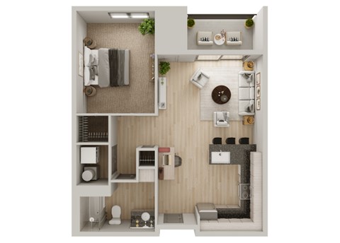 Floor plan for 1 bed, 1 bath, 812 sqft
