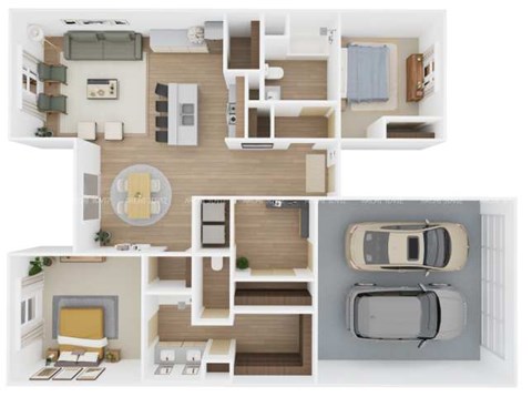 Floor plan for 2 beds, 1.5 baths, 1218 sqft