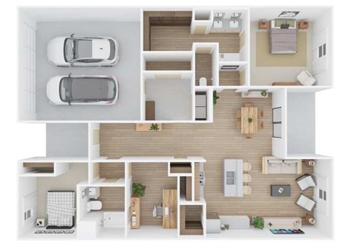 Floor plan for 2 beds, 2 baths, 1572 sqft