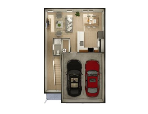 Floor plan for 3 beds, 2.5 baths, 1440 sqft
