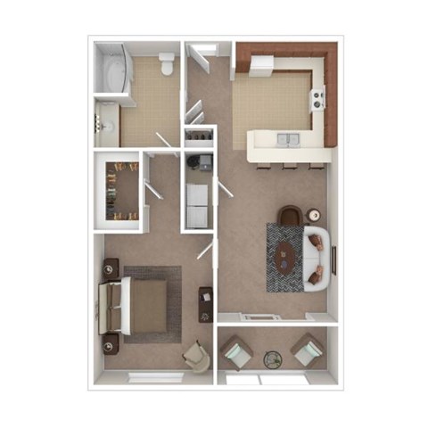 Floor plan for 1 bed, 1 bath, 826 sqft