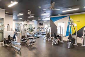 Charlotte apartment for rent - A gym with a variety of equipment including weights and cardio machines.