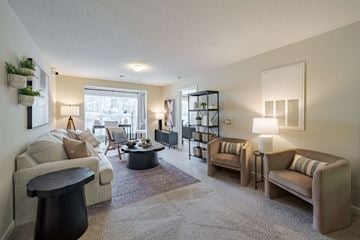 Goldsboro apartment for rent - A living room with a grey carpet and furniture.