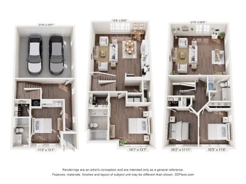 Floor plan for 4 beds, 3.5 baths, 2639 sqft