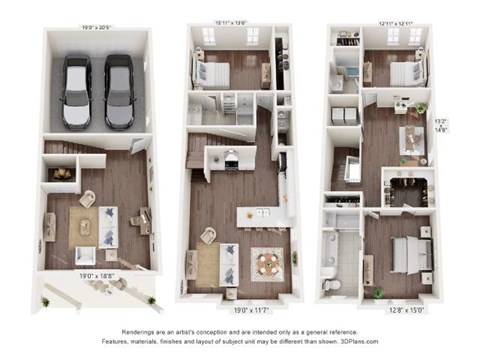 Floor plan for 3 beds, 3.5 baths, 2484 sqft