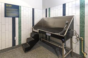 Belleville apartment for rent - A Pet Spa machine is in a room with a sign on the wall.