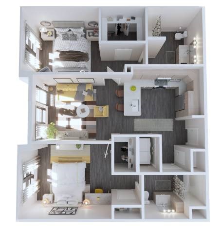 Floor plan for 2 beds, 2 baths, 1015 sqft