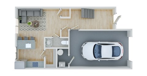 Floor plan for 2 beds, 2.5 baths, 1101 sqft