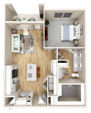 Floor plan for 1 bed, 1 bath, 812 sqft