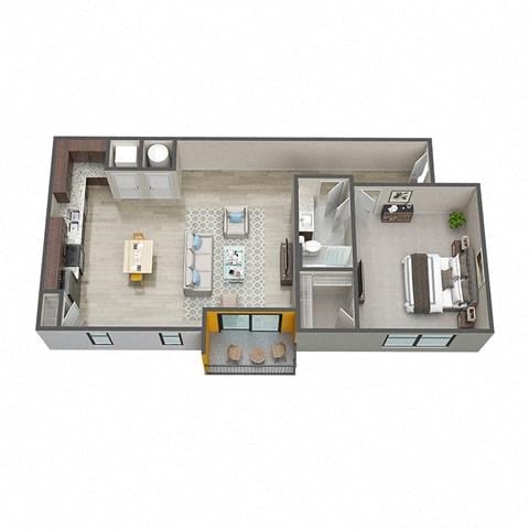 Floor plan for 1 bed, 1 bath, 818 sqft