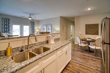 Boiling Springs apartment for rent - A kitchen with a sink and a refrigerator.