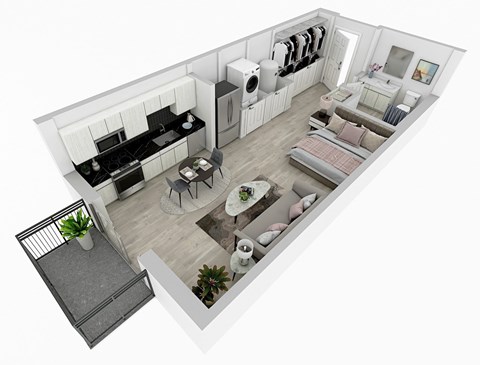 Floor plan for studio, 1 bath, 528 sqft