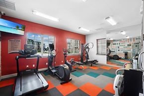 Brighton apartment for rent - A gym with a treadmill, elliptical trainer, and other exercise equipment.