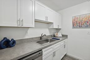 Largo apartment for rent - a kitchen with a sink and white cabinets