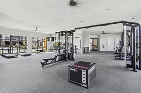 Fort Worth apartment for rent - spacious fitness center with cardio and weight training equiptment
