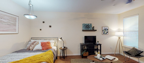 Peoria apartment for rent - a bedroom with a bed and a tv