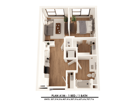 Floor plan for studio, 1 bath, 539 sqft
