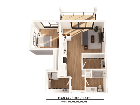Floor plan for studio, 1 bath, 675 sqft