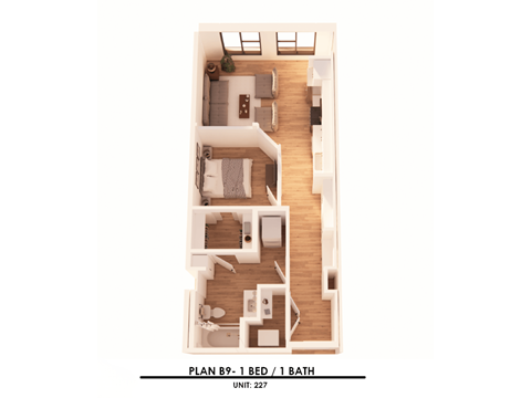 Floor plan for studio, 1 bath, 777 sqft