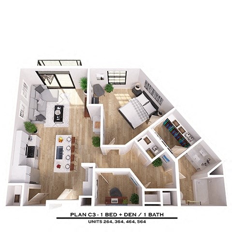 Floor plan for 1 bed, 1 bath, 928 sqft