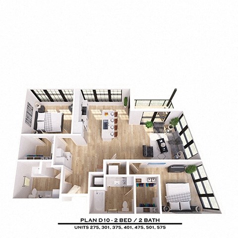 Floor plan for 2 beds, 2 baths, 1148 sqft