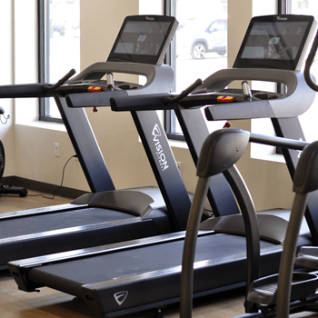A row of treadmills