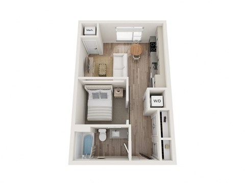 Floor plan for studio, 1 bath, 565 sqft
