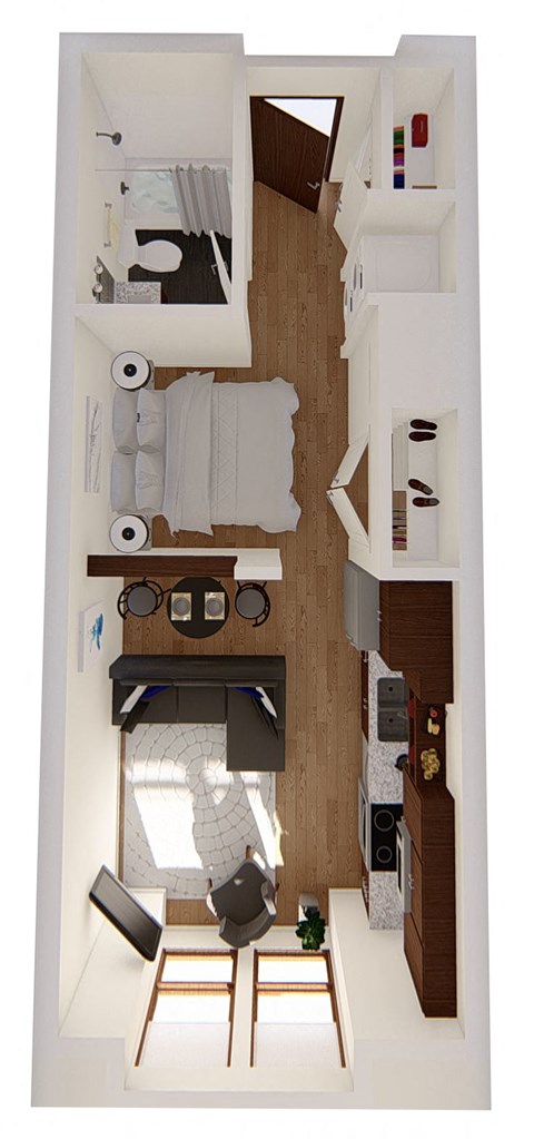 Floor plan for studio, 1 bath, 415 sqft
