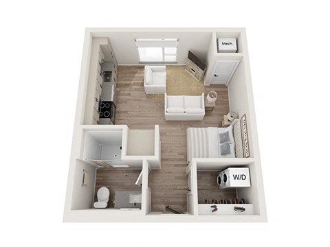 Floor plan for studio, 1 bath, 466 sqft