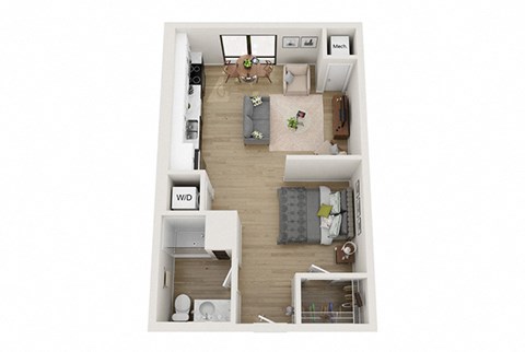 Floor plan for studio, 1 bath, 576 sqft