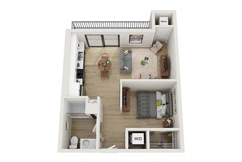 Floor plan for studio, 1 bath, 589 sqft