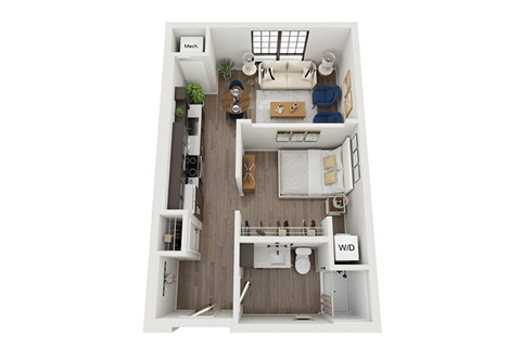 Floor plan for studio, 1 bath, 555 sqft