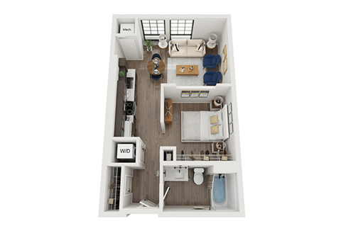 Floor plan for studio, 1 bath, 556 sqft