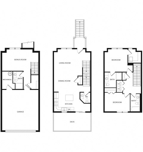 Floor plan for 2 beds, 3.5 baths, 1545 sqft