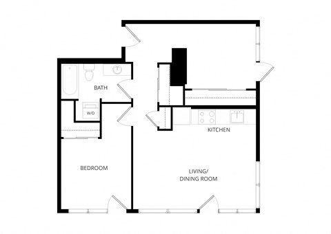 Floor plan for 2 beds, 1 bath, 832 sqft